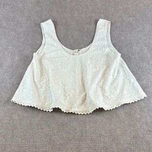 LA Hearts Women's Cream Floral Lace Summer Casual Tank Crop Top Size M NWOT